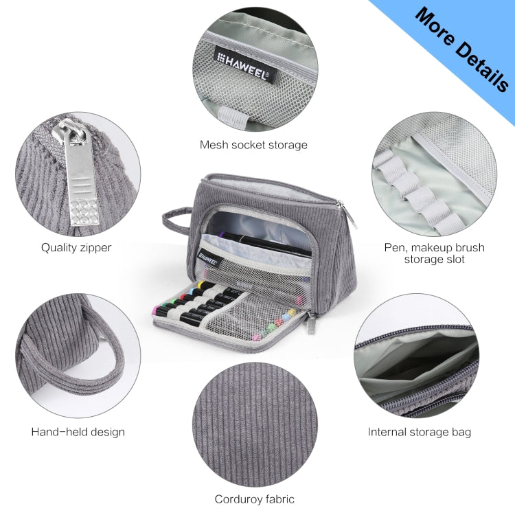 HAWEEL 燈心絨三角筆袋化妝包收納包