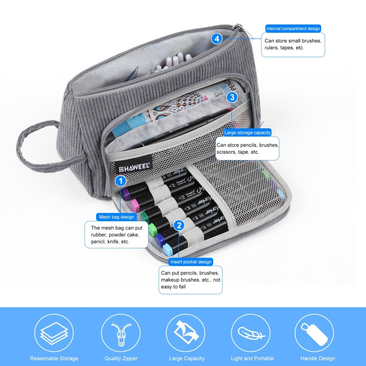 HAWEEL 燈心絨三角筆袋化妝包收納包