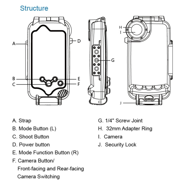HAWEEL 適用於蘋果  iPhone X / XS   潜水防水殼 PC+ABS保護殼 40米防水