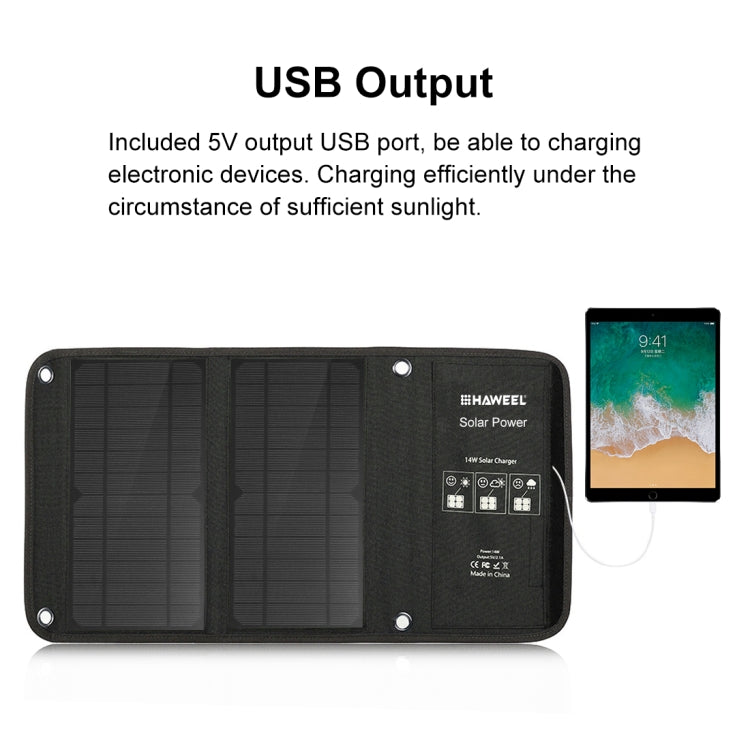 HAWEEL 14W 2個太陽能板摺疊包,雙板 5V / 2.4A Max雙口USB