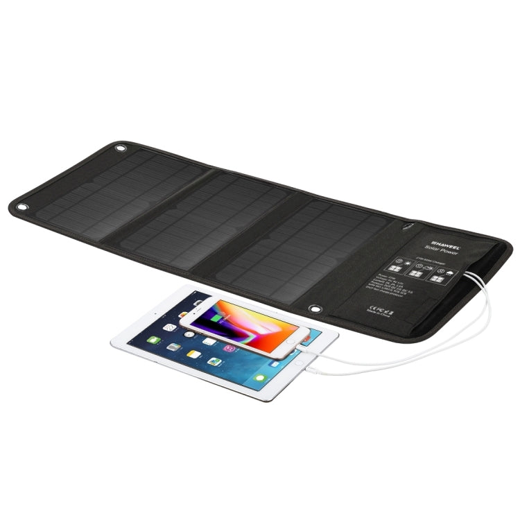 HAWEEL 21W 3個太陽能板摺疊包,三板 5V 3A Max雙口USB
