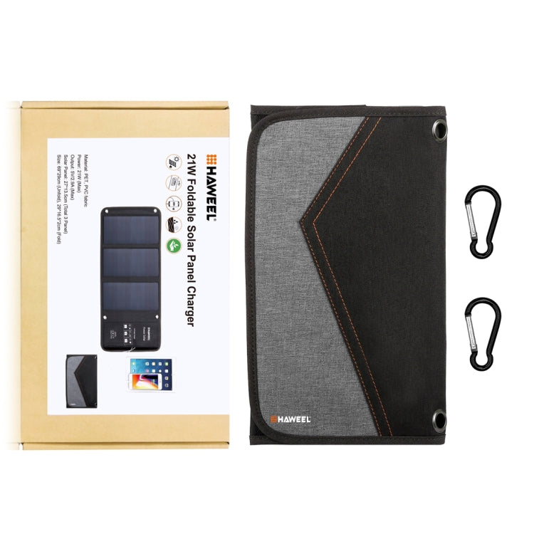 HAWEEL 21W 3個太陽能板摺疊包,三板 5V 3A Max雙口USB