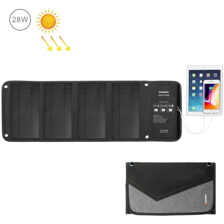 HAWEEL 28W 4個太陽能板摺疊包,四板  5V 3A Max 雙口USB