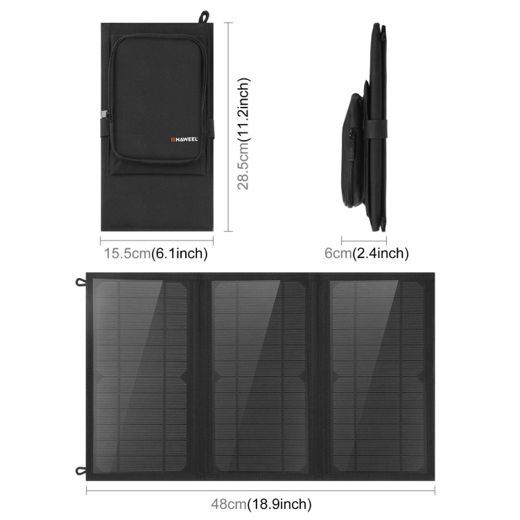 HAWEEL 18W 3個太陽能板摺疊包  5V / 3.1A Max雙口USB