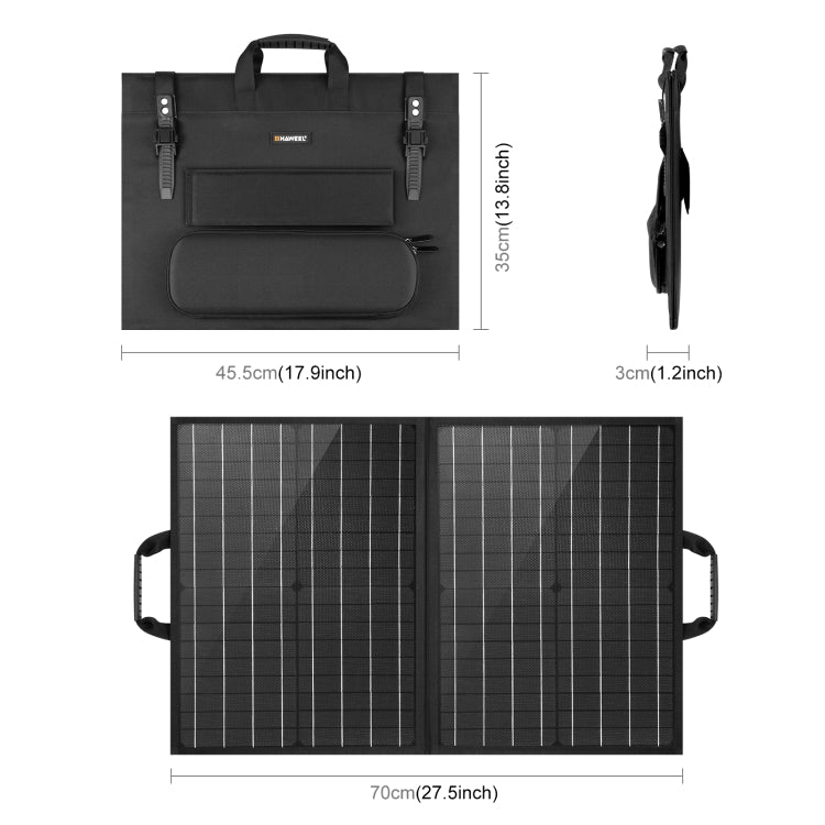 HAWEEL 50W 單晶2折太陽能充電器摺疊包