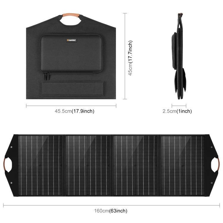 HAWEEL 100W 單晶四折太陽能充電器摺疊包