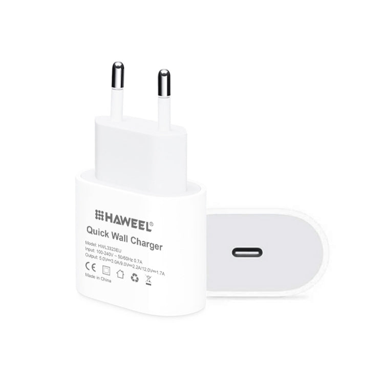 HAWEEL PD 20W 單個USB-C / Type-C接口 旅行充，支持快充全協議, 歐規
