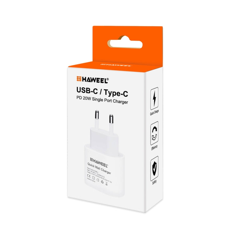 HAWEEL PD 20W 單個USB-C / Type-C接口 旅行充，支持快充全協議, 歐規