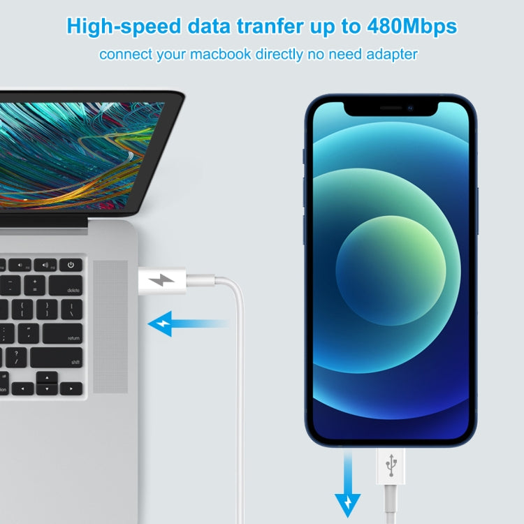 HAWEEL 25W 3A USB-C / Type-C轉8 Pin PD快充數據線，線材長度:1米