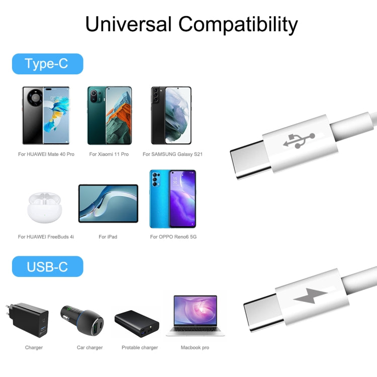 HAWEEL 25W 3A Type-C轉Type-C PD快充數據線，長度：1米