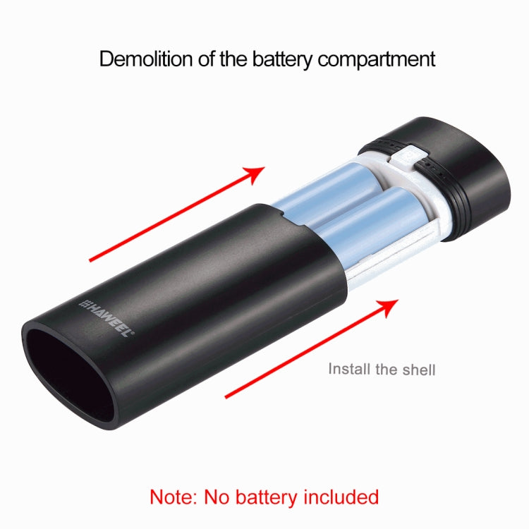 HAWEEL 2節18650電池移動電源盒 帶USB接口輸出&指示燈 不包含電池