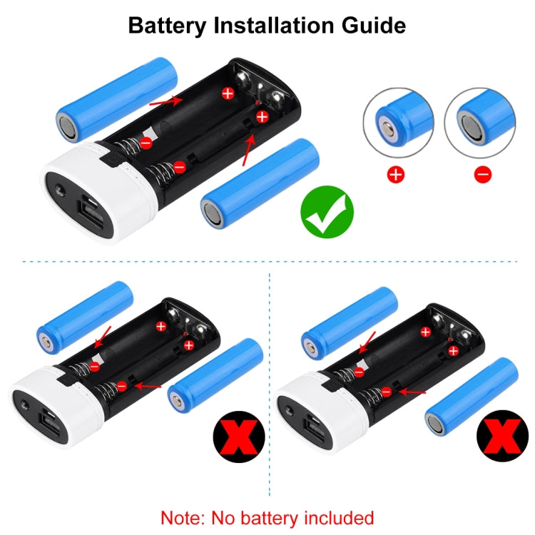 HAWEEL 2節18650電池移動電源盒 帶USB接口輸出&指示燈 不包含電池