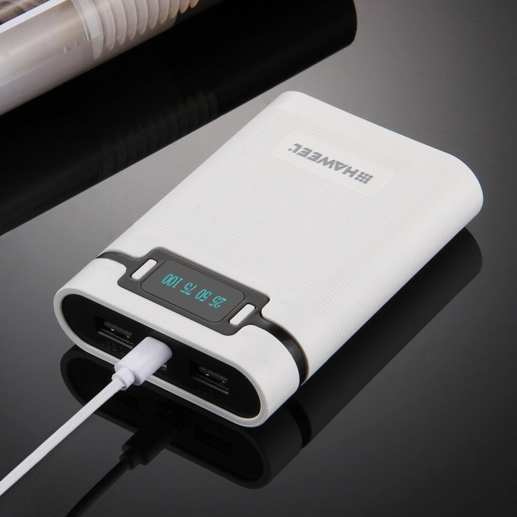 HAWEEL 4節18650電池移動電源盒 帶2xUSB接口輸出&显示屏 不包含電池 , DIY 4 x 18650 10000mAh  Battery (US)