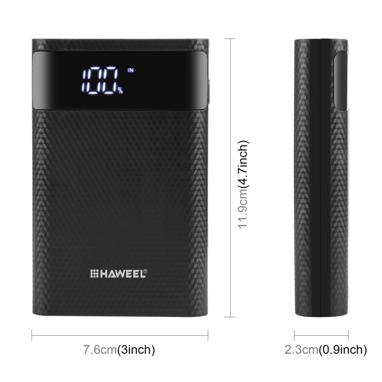 HAWEEL 4節18650電池移動雙向快充電源盒 帶2xUSB接口輸出&显示屏 不包含電池 支持快充協議