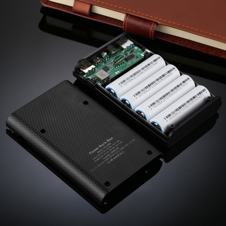 HAWEEL 4節18650電池移動雙向快充電源盒 帶2xUSB接口輸出&显示屏 不包含電池 支持快充協議