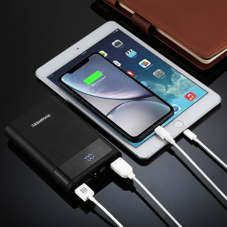 HAWEEL 4節18650電池移動雙向快充電源盒 帶2xUSB接口輸出&显示屏 不包含電池 支持快充協議
