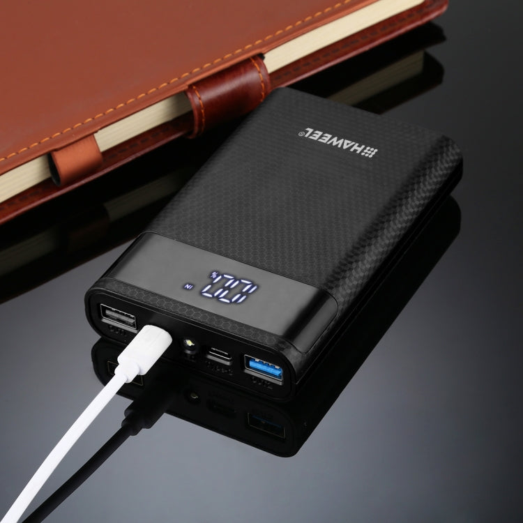 HAWEEL 4節18650電池移動雙向快充電源盒 帶2xUSB接口輸出&显示屏 不包含電池 支持快充協議