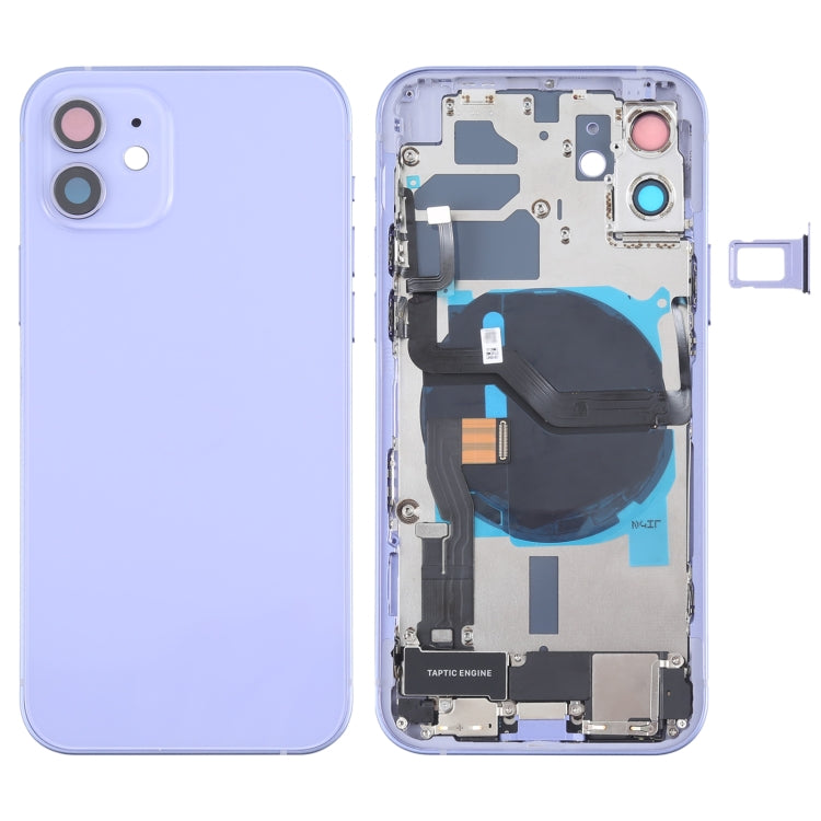 適用於iPhone 12 替換后蓋總成帶邊鍵&無線充電模塊&開機音量排線&卡托&馬達&喇叭&尾插&相圈