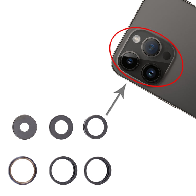 適用於iPhone 14 Pro 的相圈后攝像頭框帶鏡片 6合1套裝