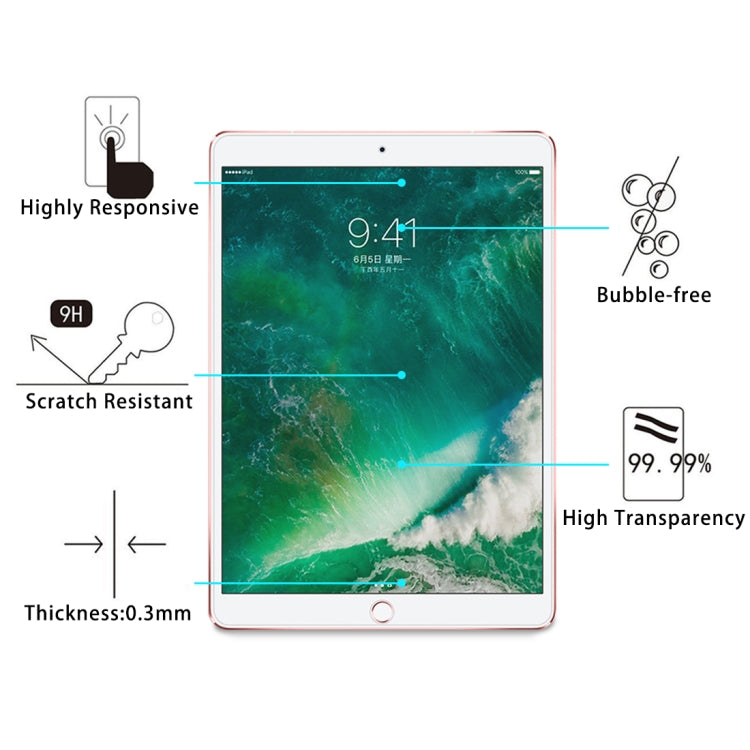 2個/裝 適用於iPad Pro 10.5 inch 0.3mm厚度 9H表面硬度 全屏覆蓋鋼化玻璃保護膜