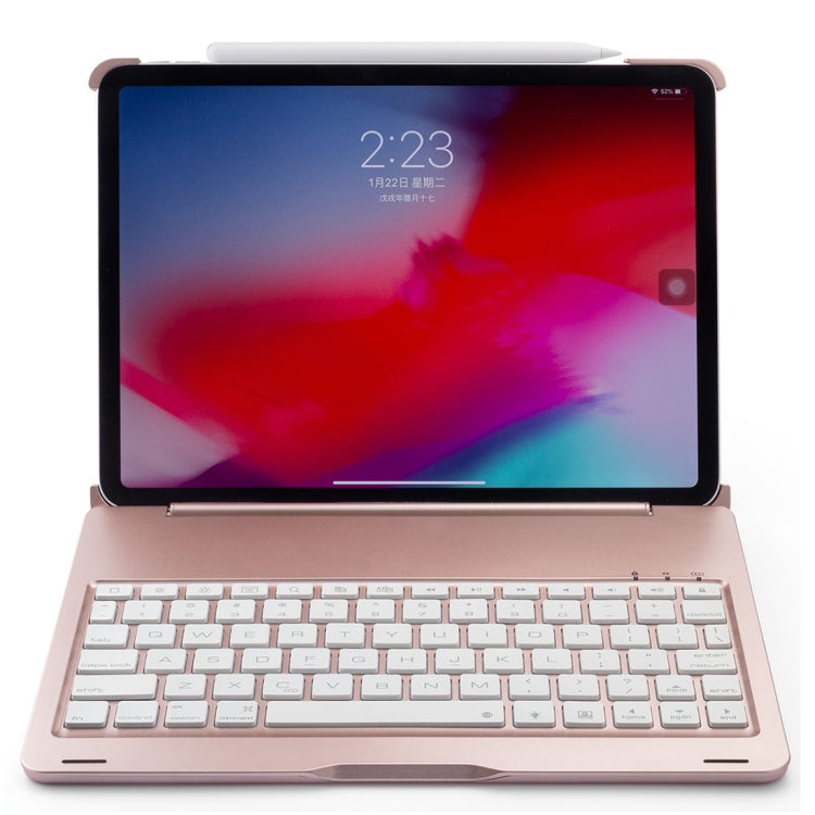F105A 適用於iPad Pro 11 inch  七彩背光鋁合金底板無線藍牙鍵盤保護殼