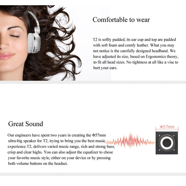 Bluedio T2 頭戴式立體聲藍牙耳機 內置麥克風