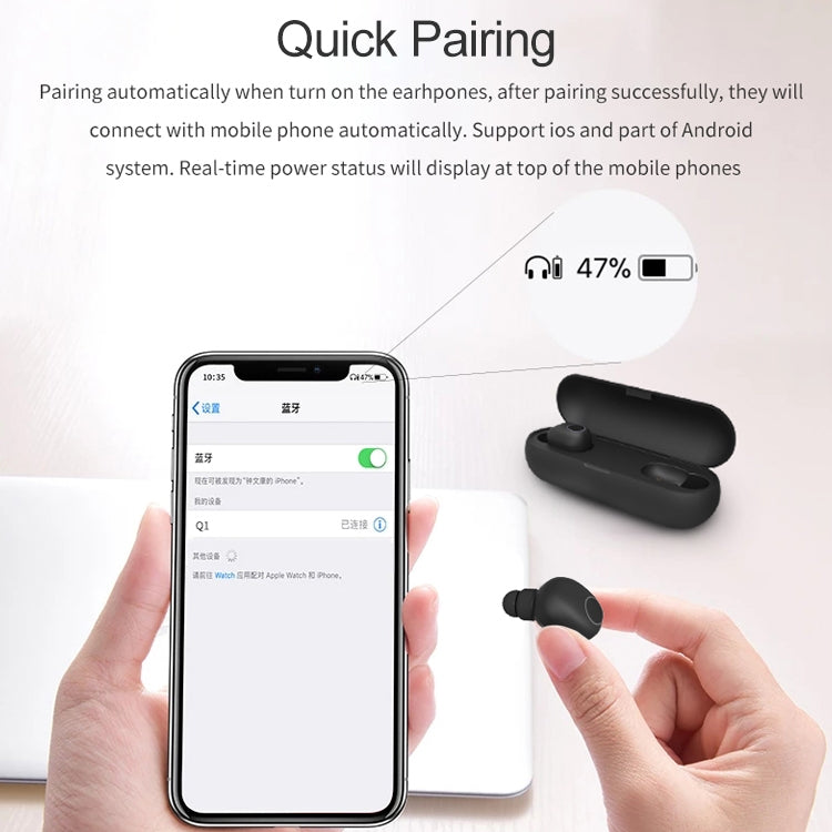 Q1 TWS藍牙5.0雙耳立體聲無線運動藍牙耳機
