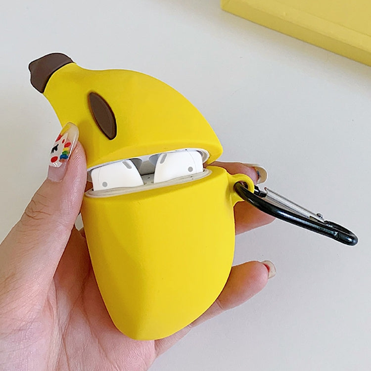 適用於蘋果 AirPods 1 / 2代 無線藍牙耳機立體香蕉硅膠防摔保護套