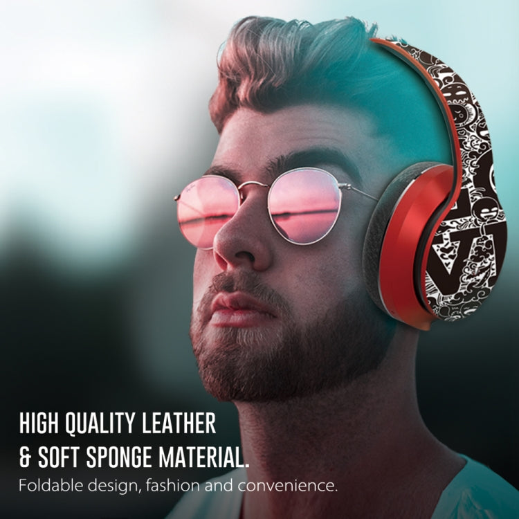 B1 塗鴉圖案頭戴式無線藍牙耳機 藍牙V5.0