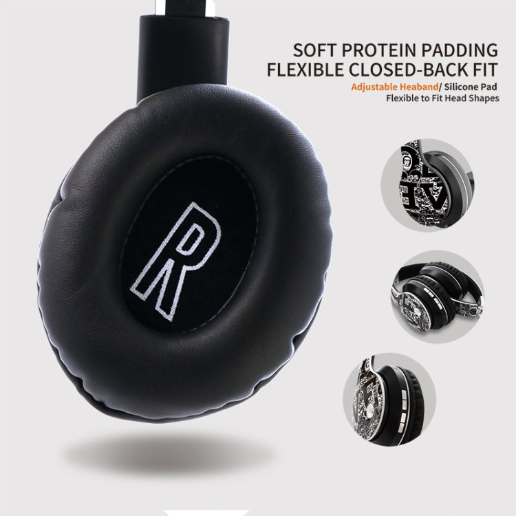 B1 塗鴉圖案頭戴式無線藍牙耳機 藍牙V5.0