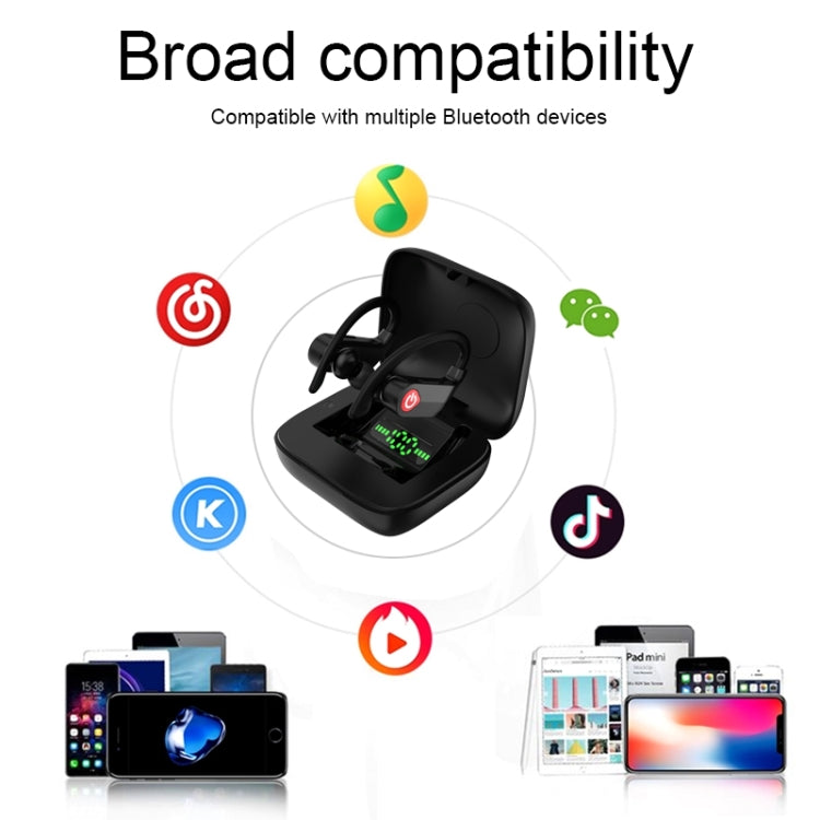 Q83 無線掛耳式運動藍牙耳機帶充電盒，支持三屏電量显示&充電寶