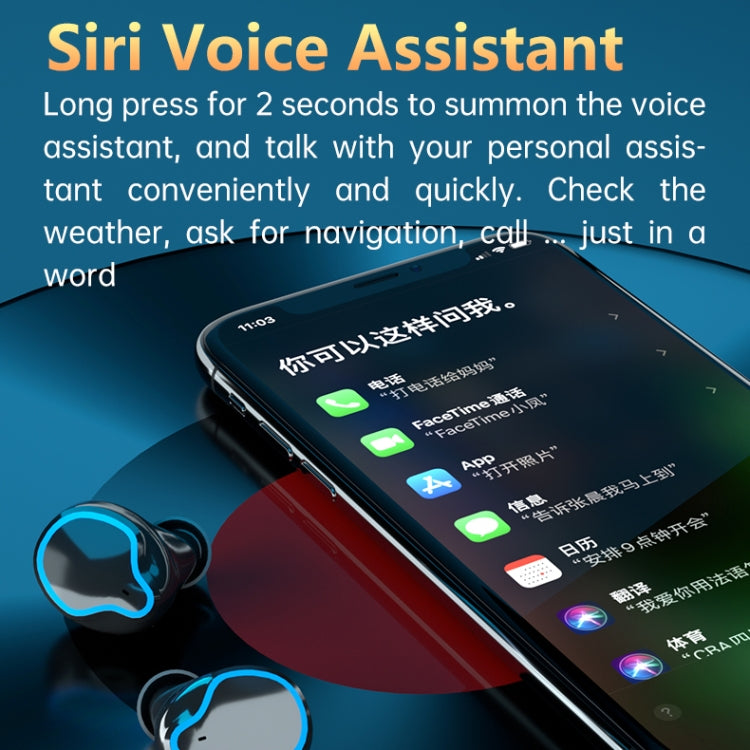 M9 藍牙5.1 TWS鏡面數顯無線藍牙耳機帶充電倉手電筒，支持觸控&Siri&電量显示