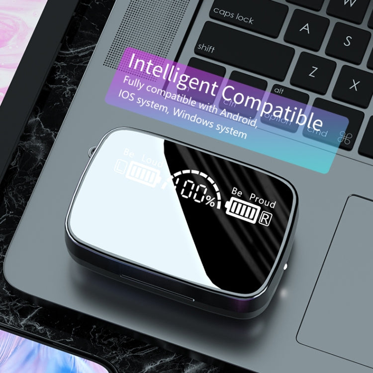 M9 藍牙5.1 TWS鏡面數顯無線藍牙耳機帶充電倉手電筒，支持觸控&Siri&電量显示