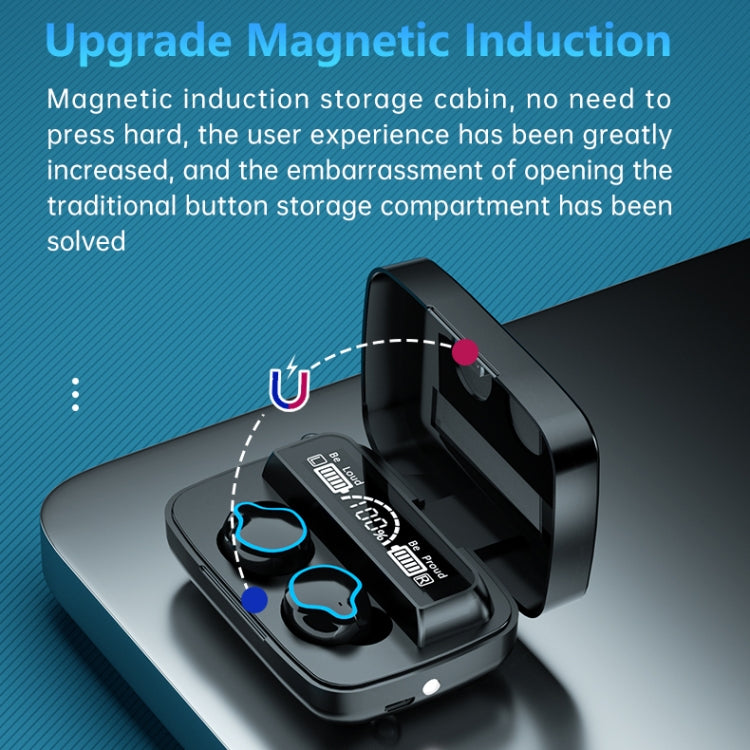 M9 藍牙5.1 TWS鏡面數顯無線藍牙耳機帶充電倉手電筒，支持觸控&Siri&電量显示