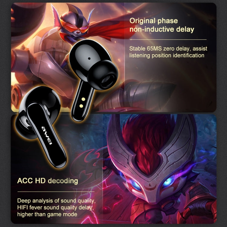 awei T35 真無線IPX5防水TWS藍牙5.0遊戲雙模式運動耳機 帶充電倉