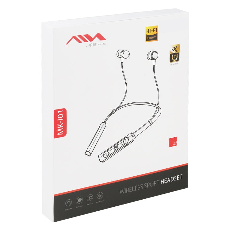 AIN MK-I01 IPX4防水頸掛式線控運動藍牙耳機帶線扣，支持通話&語音助手