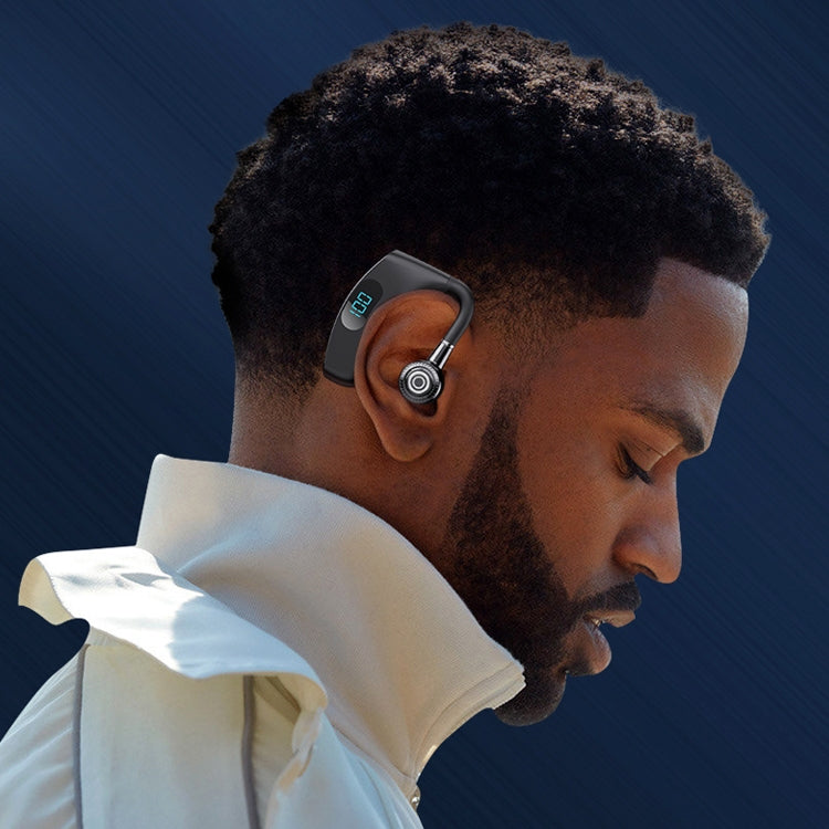 V12 藍牙5.2 商務款掛耳式智能LED數顯無線藍牙耳機帶充電倉