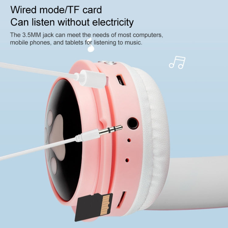 B30 貓爪貓耳七彩發光可摺疊頭戴式藍牙耳機帶3.5mm插孔&TF卡槽