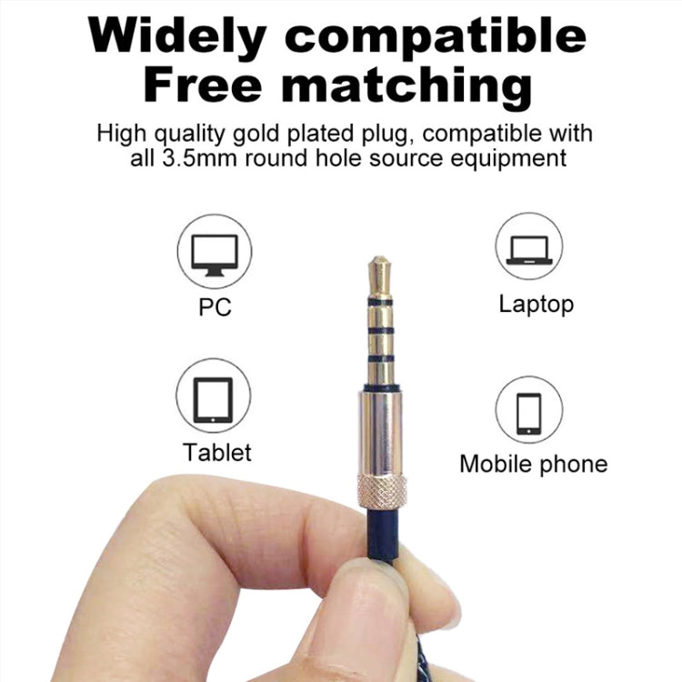 T33 3.5mm接口音樂通話摩托車頭盔有線耳機，線長：1.2m