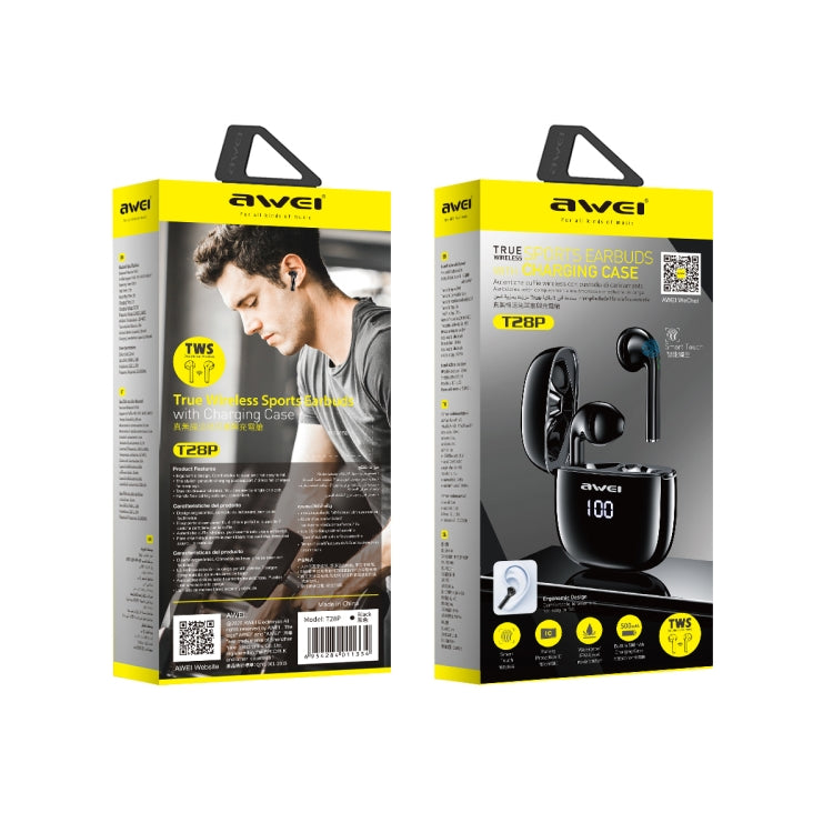 awei T28P 藍牙V5.0 TWS運動LED显示藍牙耳機 帶充電倉