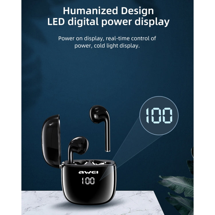 awei T28P 藍牙V5.0 TWS運動LED显示藍牙耳機 帶充電倉