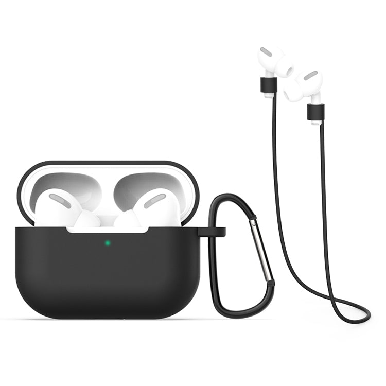 適用於AirPods Pro 3合一 硅膠耳機保護套+掛鈎+防丟繩套裝