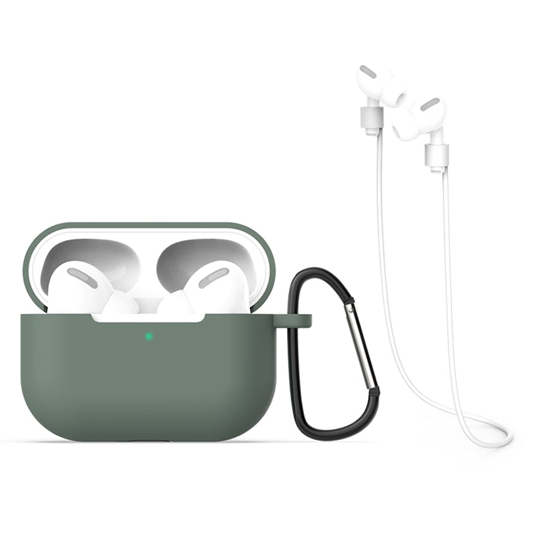 適用於AirPods Pro 3合一 硅膠耳機保護套+掛鈎+防丟繩套裝