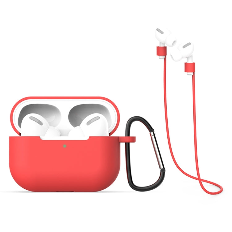 適用於AirPods Pro 3合一 硅膠耳機保護套+掛鈎+防丟繩套裝