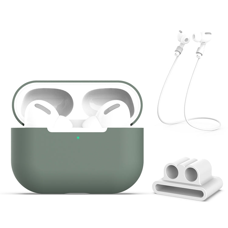 適用於AirPods Pro 3合一 硅膠耳機保護套+耳機掛扣+防丟繩套裝