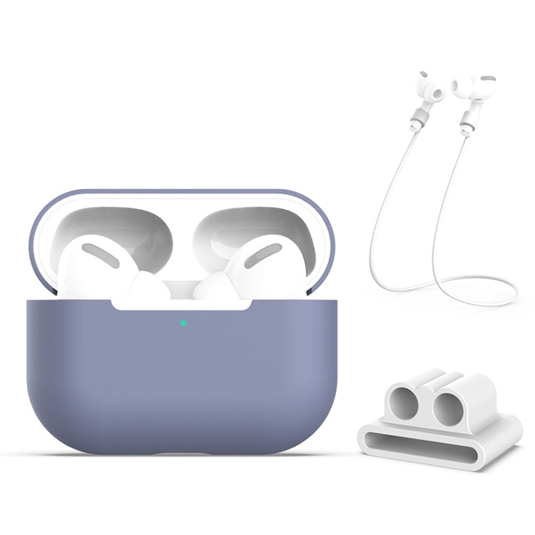 適用於AirPods Pro 3合一 硅膠耳機保護套+耳機掛扣+防丟繩套裝