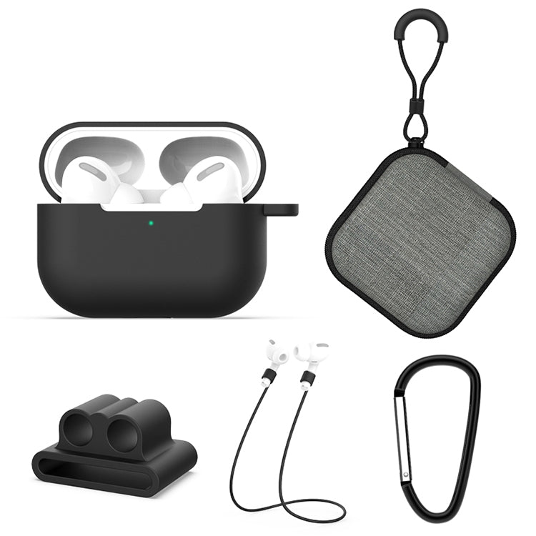 適用於AirPods Pro 5合一 硅膠耳機保護套+耳機包+耳機掛扣+掛鈎+防丟繩套裝