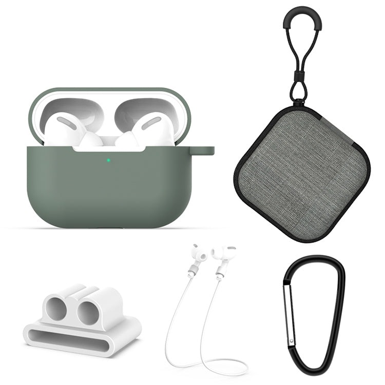 適用於AirPods Pro 5合一 硅膠耳機保護套+耳機包+耳機掛扣+掛鈎+防丟繩套裝