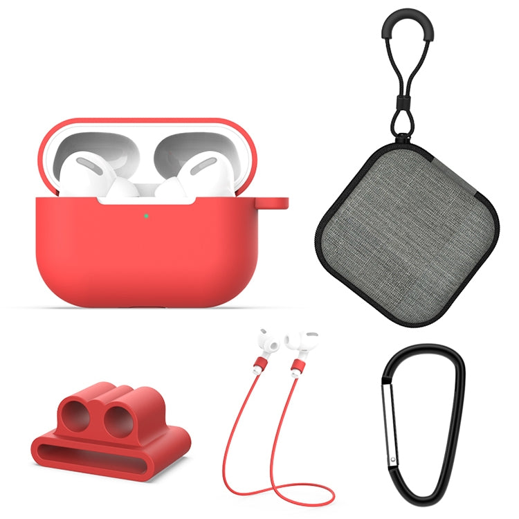 適用於AirPods Pro 5合一 硅膠耳機保護套+耳機包+耳機掛扣+掛鈎+防丟繩套裝