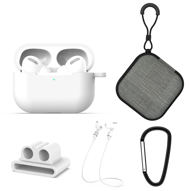 適用於AirPods Pro 5合一 硅膠耳機保護套+耳機包+耳機掛扣+掛鈎+防丟繩套裝